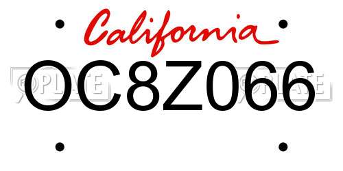 OC8Z066 California License Plate