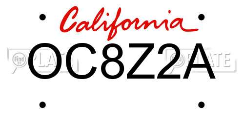 OC8Z2A California License Plate