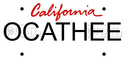 OCATHEE California License Plate