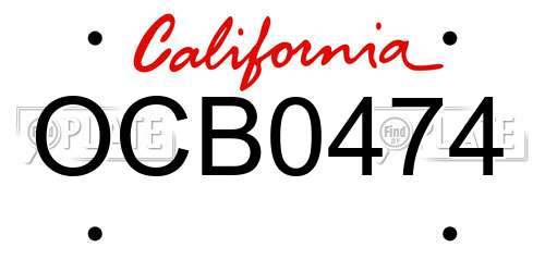 OCB0474 California License Plate