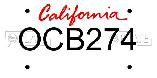 OCB274 California License Plate