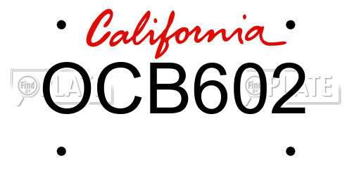 OCB602 California License Plate