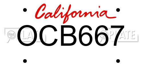 OCB667 California License Plate