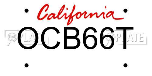 OCB66T California License Plate