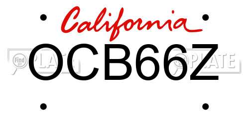 OCB66Z California License Plate