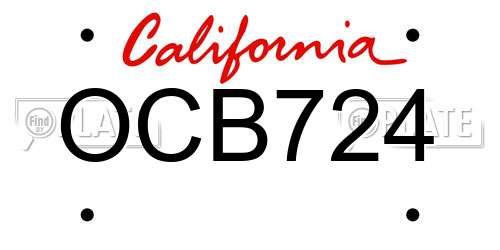 OCB724 California License Plate