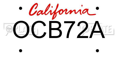 OCB72A California License Plate