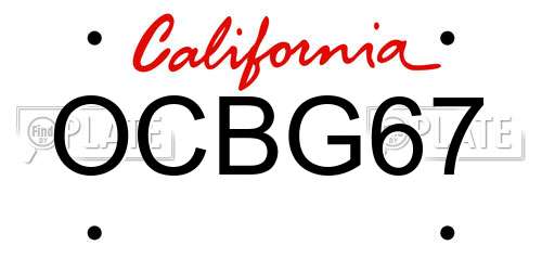OCBG67 California License Plate