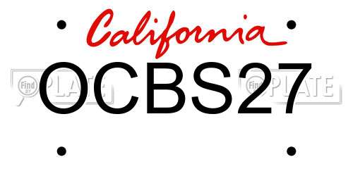 OCBS27 California License Plate