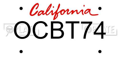 OCBT74 California License Plate