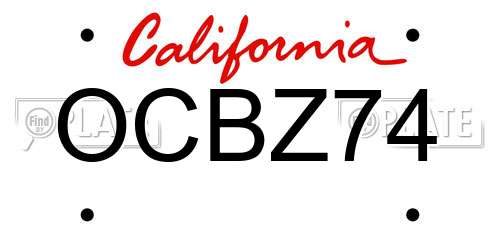 OCBZ74 California License Plate