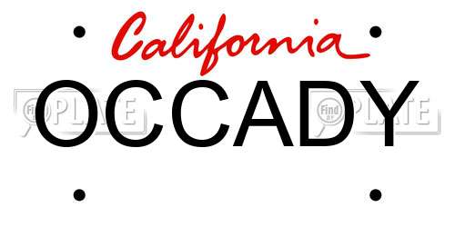 OCCADY California License Plate