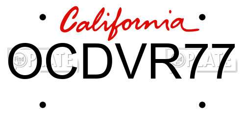 OCDVR77 California License Plate