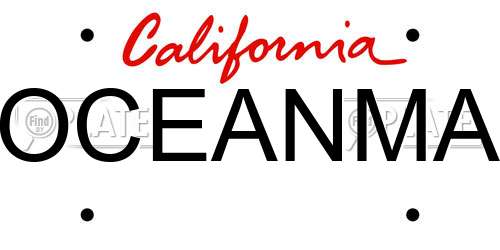 OCEANMA California License Plate