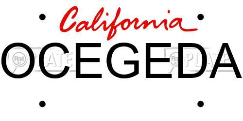 OCEGEDA California License Plate
