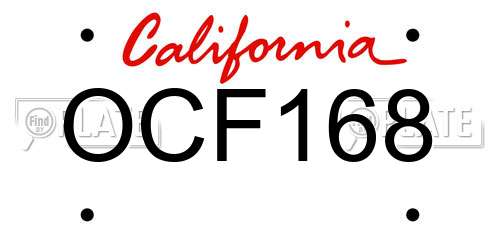 OCF168 California License Plate