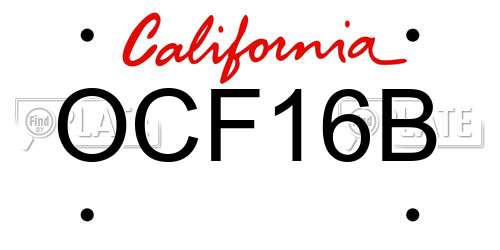 OCF16B California License Plate