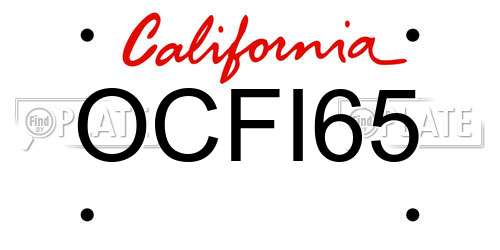 OCFI65 California License Plate