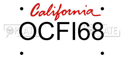 OCFI68 California License Plate