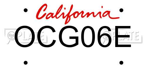 OCG06E California License Plate