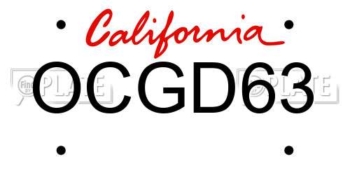 OCGD63 California License Plate