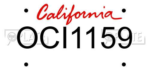 OCI1159 California License Plate