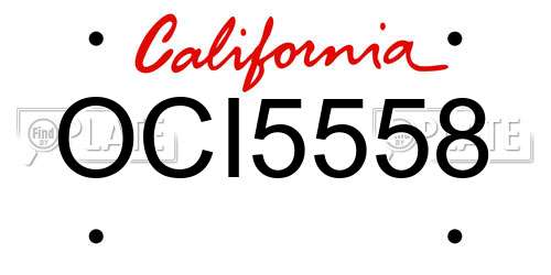 OCI5558 California License Plate