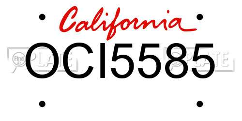 OCI5585 California License Plate