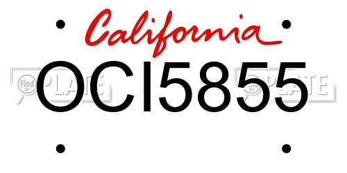 OCI5855 California License Plate