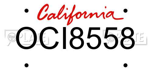 OCI8558 California License Plate