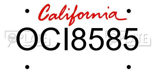 OCI8585 California License Plate