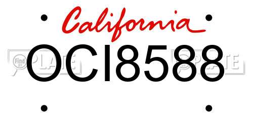 OCI8588 California License Plate