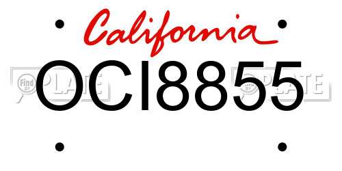 OCI8855 California License Plate