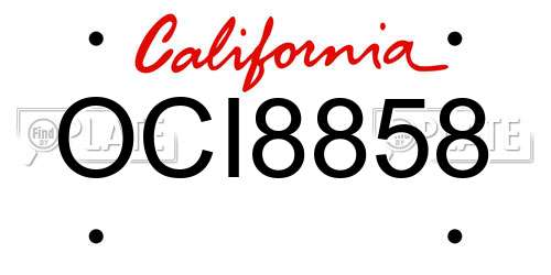 OCI8858 California License Plate