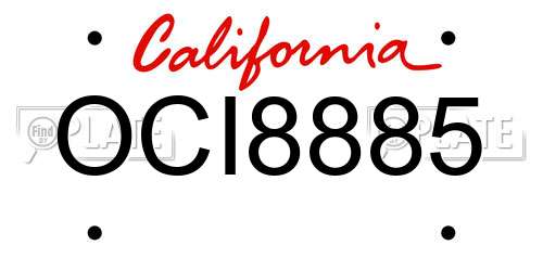 OCI8885 California License Plate