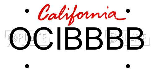 OCIBBBB California License Plate