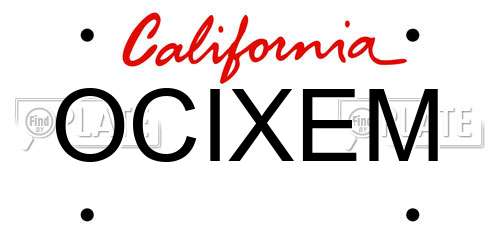 OCIXEM California License Plate