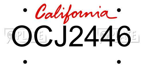 OCJ2446 California License Plate