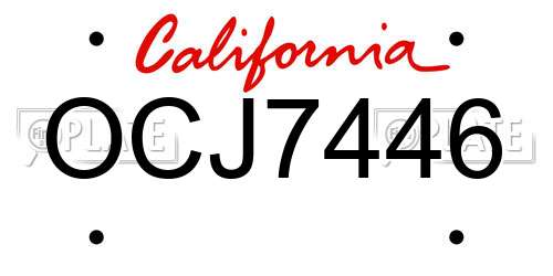 OCJ7446 California License Plate