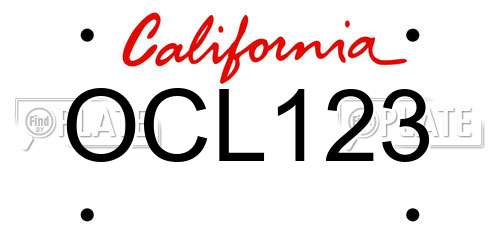OCL123 California License Plate