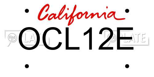 OCL12E California License Plate