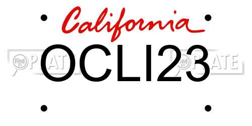 OCLI23 California License Plate