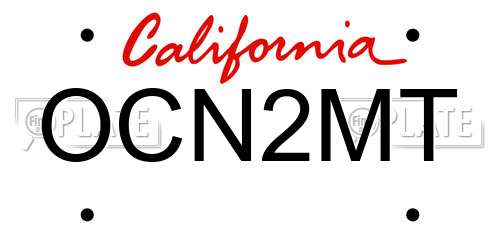 OCN2MT California License Plate