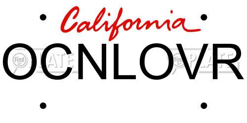 OCNLOVR California License Plate