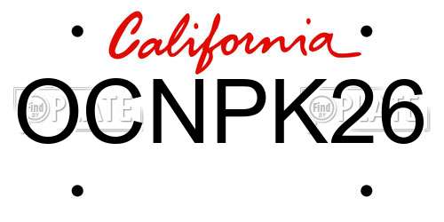 OCNPK26 California License Plate