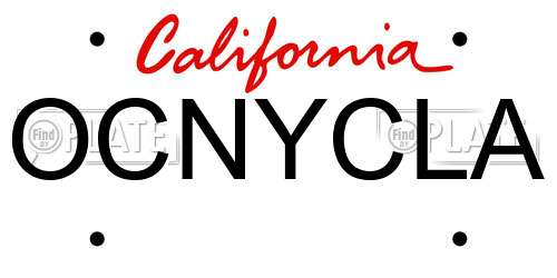 OCNYCLA California License Plate