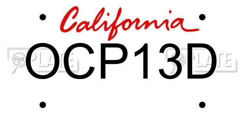 OCP13D California License Plate