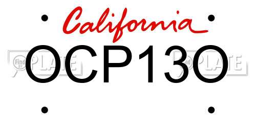 OCP13O California License Plate