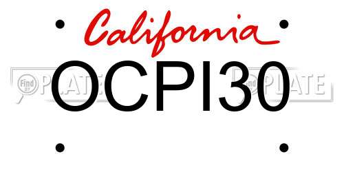 OCPI30 California License Plate