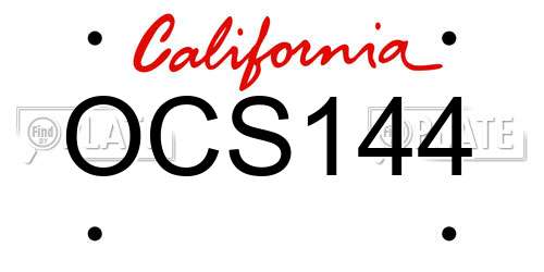 OCS144 California License Plate